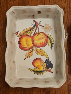Home Trends Granada Ceramic Baking Casserole Dish 7.5x10.5" Vintage